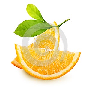 Orange fruit slices isolated.