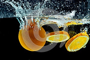 Orange Fruit Splash on water