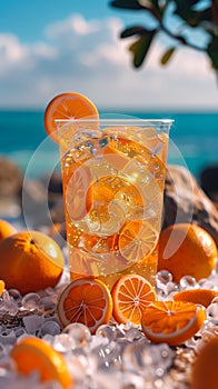 Orange Fruit Tea in a clear plastic cup