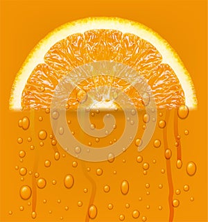 Orange fruit with water drops background.