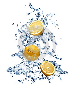 Orange fruit and water splash