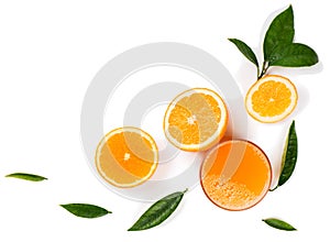 Orange fruits and juice.