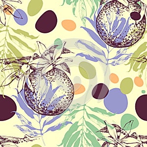 Orange fruits seamless pattern