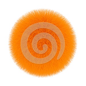 Orange Fur Hair Ball. 3d Rendering