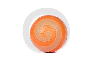 Orange futsal soccer ball with structure isolated on white background
