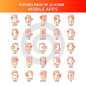 Orange Futuro 25 Mobile apps Icon Set