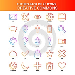 Orange Futuro 25 Creative Commons Icon Set
