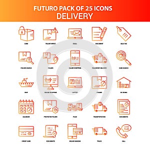 Orange Futuro 25 Delivery Icon Set