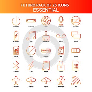 Orange Futuro 25 Essential Icon Set