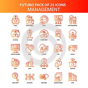 Orange Futuro 25 Management Icon Set photo