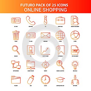 Orange Futuro 25 Online Shopping Icon Set