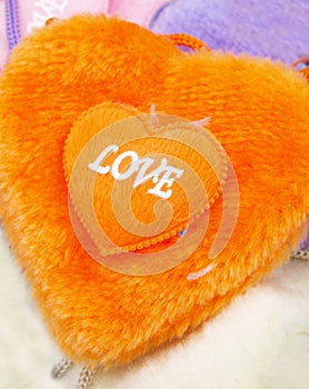 Orange fuzzy heart