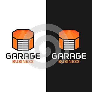 Orange Garage in Octagon Shape Logo Design Template