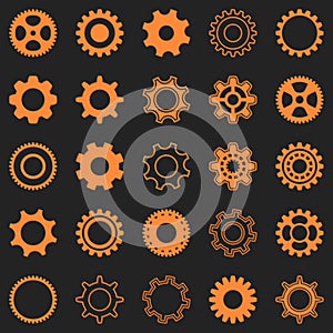 Orange gear wheel icons