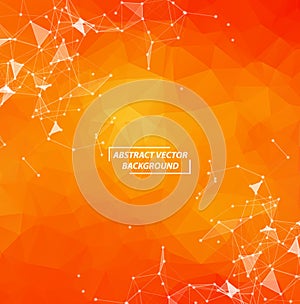 Orange Geometric Polygonal background molecule and communication. Connected lines with dots. Minimalism background. Concept of the