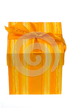 Orange gift box on white