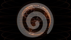 Orange global network, illustration earth map particle