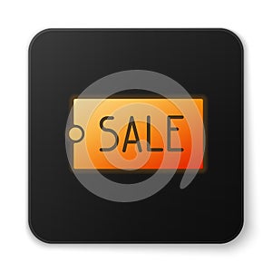 Orange glowing neon Price tag with an inscription Sale icon isolated on white background. Badge for price. Promo tag