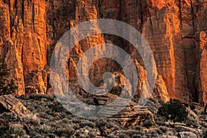 Orange Glowing Rocks Of The Watchmen At Sunset photo