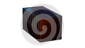 Orange glowing server stack isolated on white background