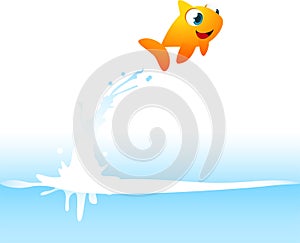 Orange Goldfish Fish Jumping Out of the Water photo