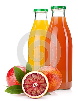 Orange and grapefruit juice bottles