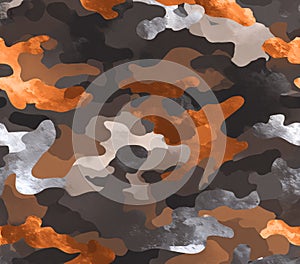 Orange and Gray Camouflage Pattern Abstract Texture Background