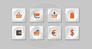 Orange and gray eshop buttons