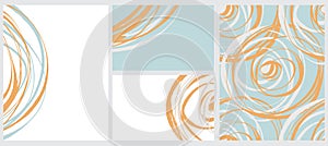 Orange and Gray Free Hand Lines Isolated on a Light Blue and White Background.