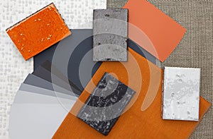 Orange and gray interior design