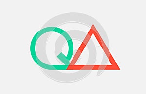 orange green alphabet letter logo combination qa q a design