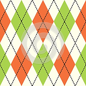 Orange and green argyle