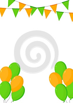 Orange and green buntings and balloons photo