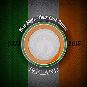 orange green circle frame for your lable on Irish flag grunge background