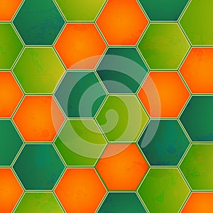 Orange Green Hexagon Honeycomb Vector Pattern