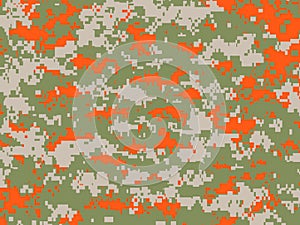 Orange and green pixel camo