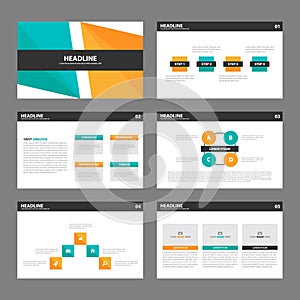 Orange green presentation templates Infographic elements flat design set for brochure flyer leaflet marketing