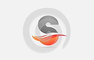 orange grey S alphabet letter logo icon for business and company with swoosh design