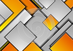 Orange and grey squares abstract geometric background