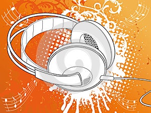 Orange Grunge Headphone