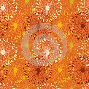 Orange grunge radial pattern. Decorative floral se