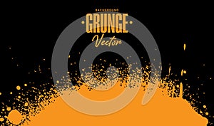 Orange Grunge Splatter Background with Black Space