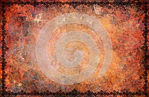 Orange Grunge Steampunk Background Border