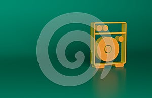 Orange Guitar amplifier icon isolated on green background. Musical instrument. Minimalism concept. 3D render
