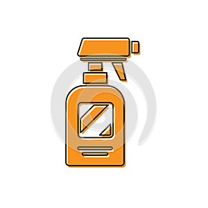 Orange Hairdresser pistol spray bottle with water icon isolated on white background. Vector Illustration