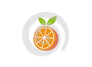 Orange half of a piece and Pulp with leaf for logo design