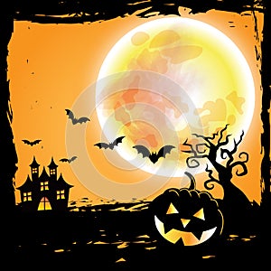 Orange Halloween Background. with a black frame