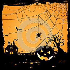 Orange Halloween Background. with a black frame