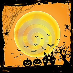 Orange Halloween Background. with a black frame