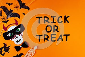 Orange Halloween background with Halloween props